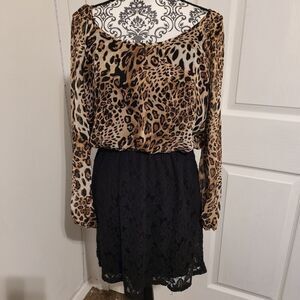 Speechless leopard design and lace dress